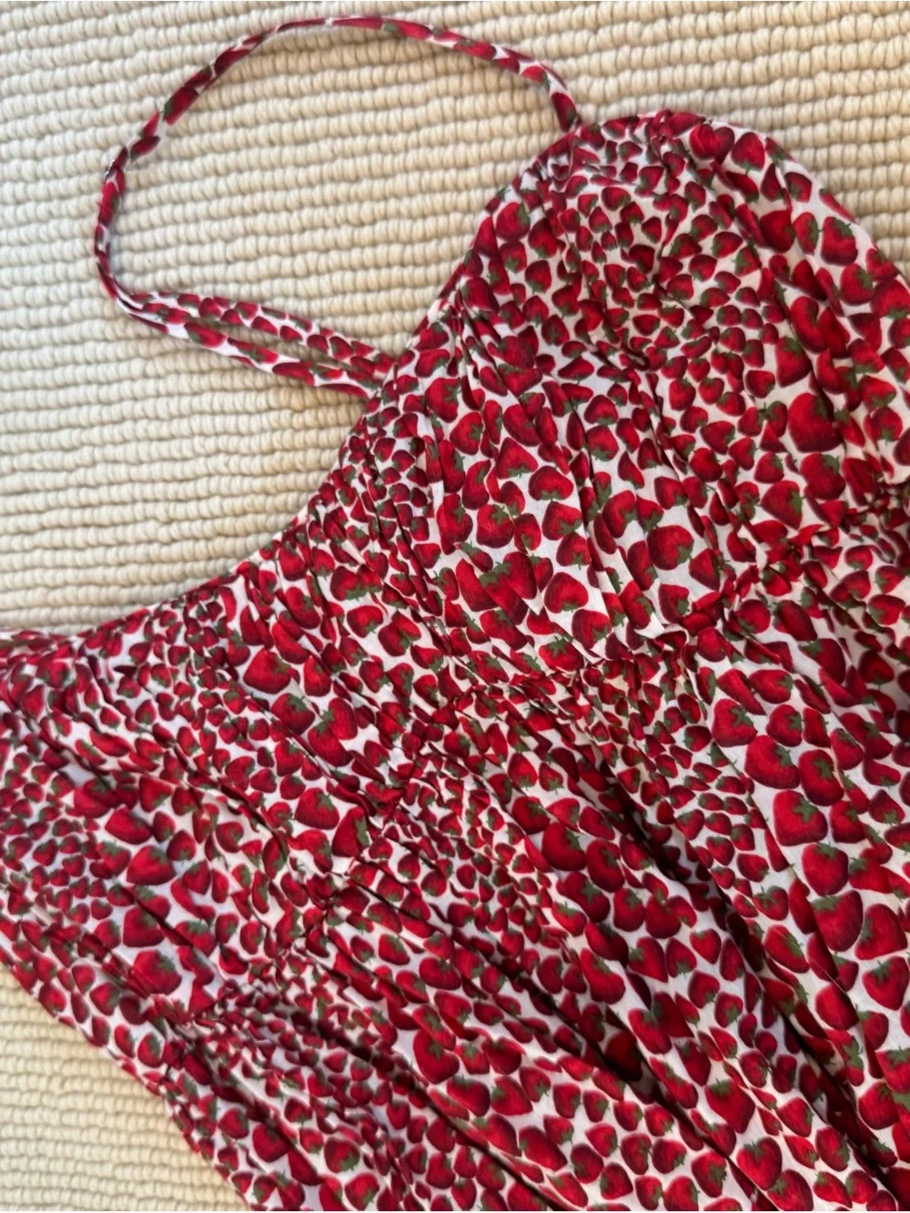 J. Crew Red and White Strawberry-Print dress
